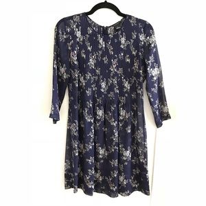 Club Monaco Silk Dress, Navy Floral, Size 0